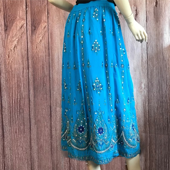 Cassee's Boho Skirt Sequins Lined Sheer M - Picture 5 of 8